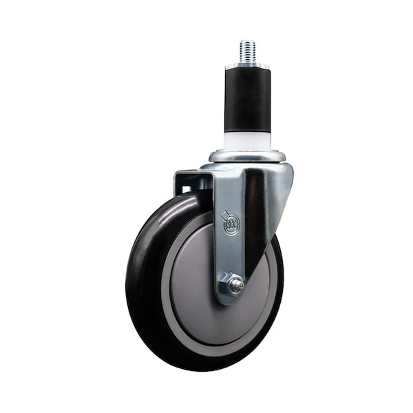 5'' SS Black Poly Wheel Swivel 1-1/2'' Expanding Stem Caster